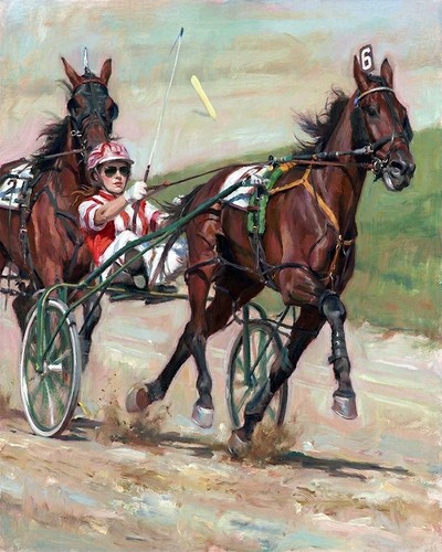 Horse art standardbred - art, harness